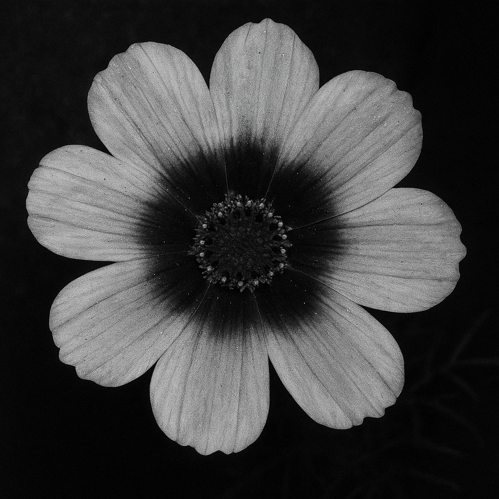 UV photo of flower showing dark bullseye pattern invisible to human eye